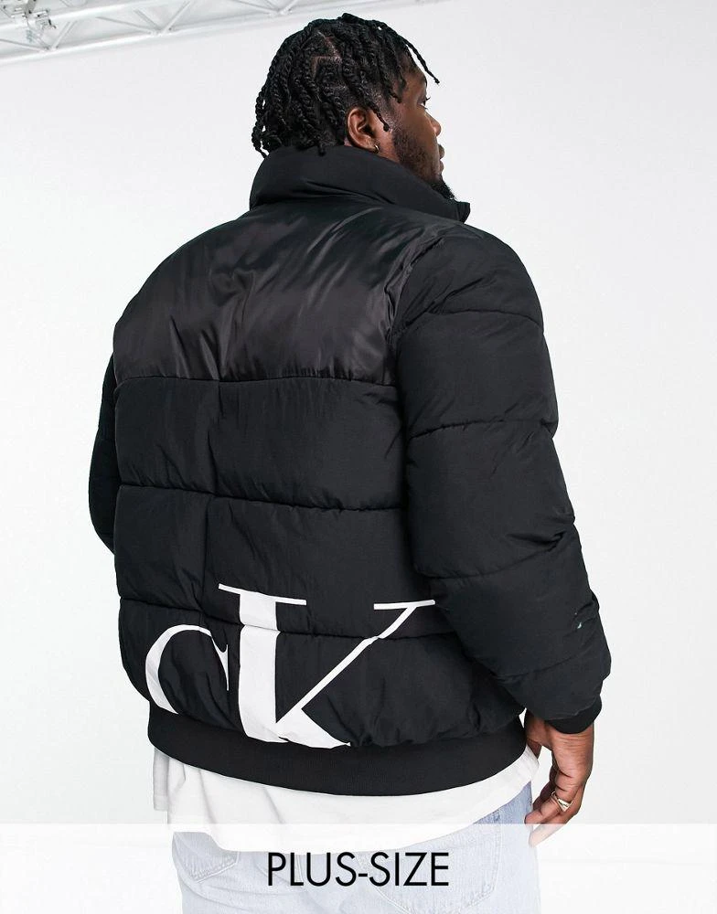 商品Calvin Klein|Calvin Klein Jeans Big & Tall mix media logo puffer jacket in black,价格¥1061,第1张图片