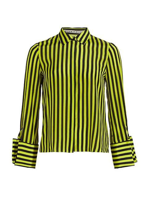 商品Alice + Olivia|Willa Striped Silk Blouse,价格¥1135,第1张图片