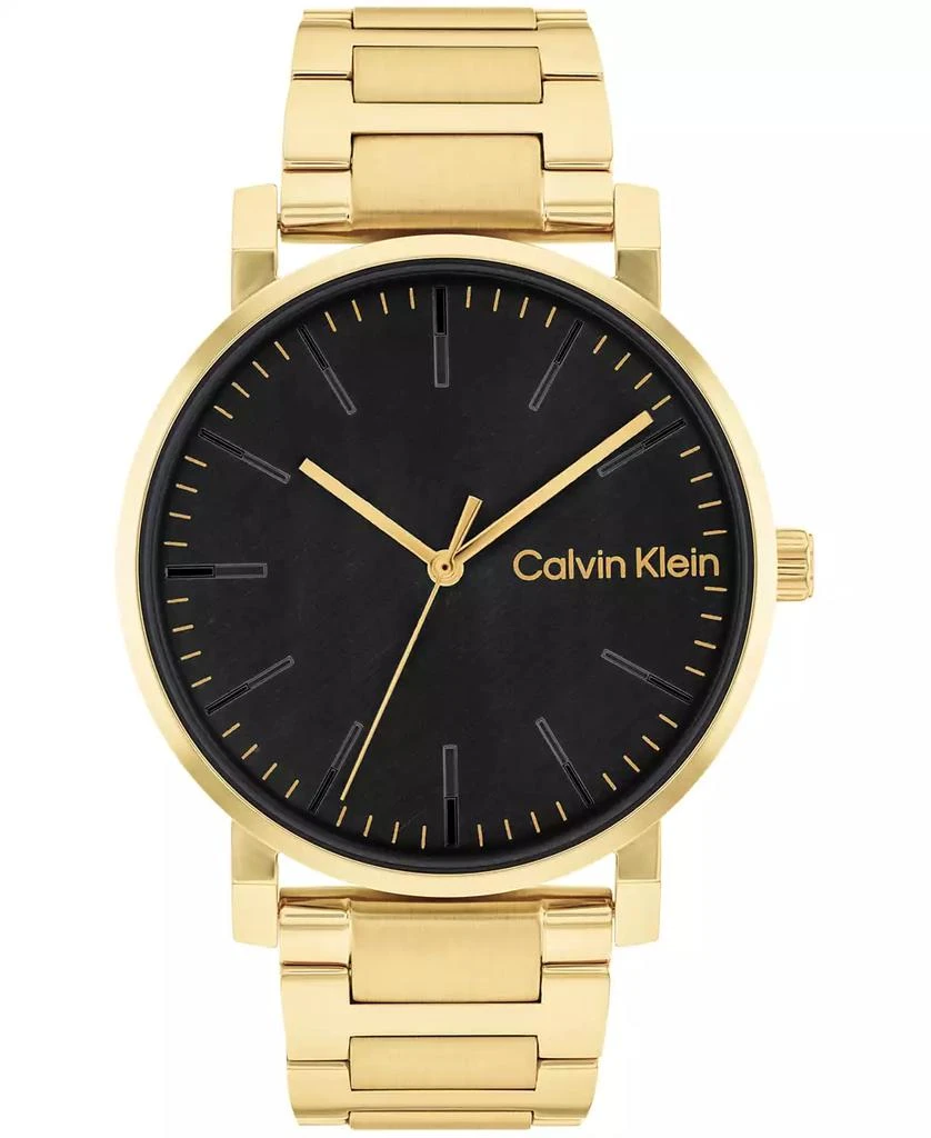 商品Calvin Klein|Men's 3-Hand Gold-Tone Stainless Steel Bracelet Watch 43mm,价格¥803,第1张图片