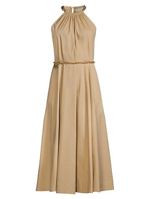 商品Michael Kors|Chain Cotton-Blend Halter Midi-Dress,价格¥667,第1张图片