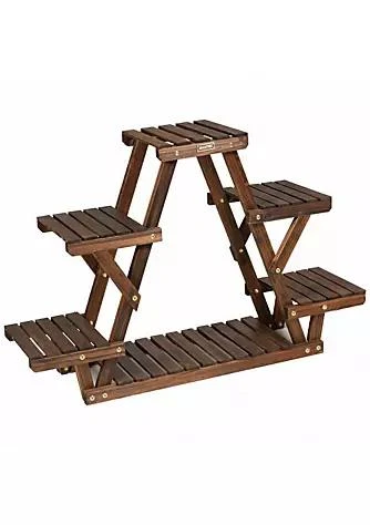 商品Costway|Wood Plant Stand Triangular Shelf 6 Pots Flower Shelf,价格¥458,第1张图片