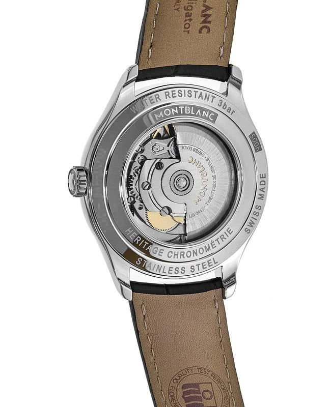 商品MontBlanc|Montblanc Heritage Automatic Silver Dial Leather Strap Men's Watch 118224,价格¥8897,第4张图片详细描述