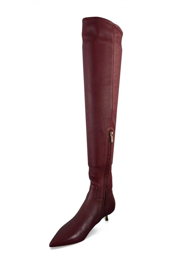 商品Valentino|Luxury shoes for women valentino over the knee boots bordeaux leather twisted heel,价格¥4208,第4张图片详细描述