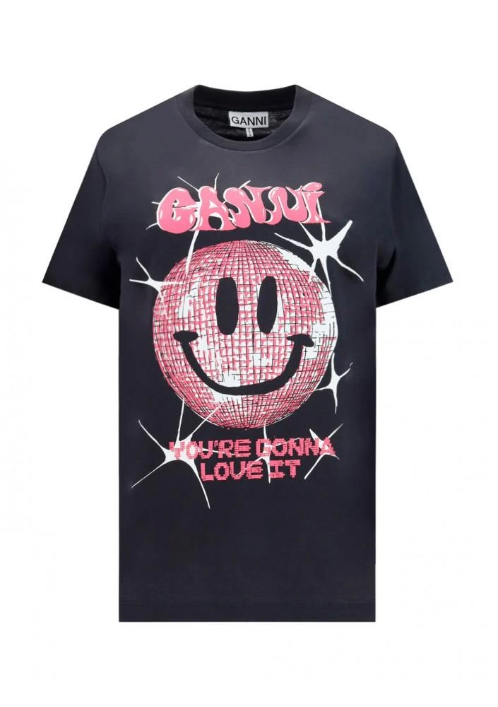 商品Ganni| Dark Smiley T-Shirt ,价格¥630,第1张图片