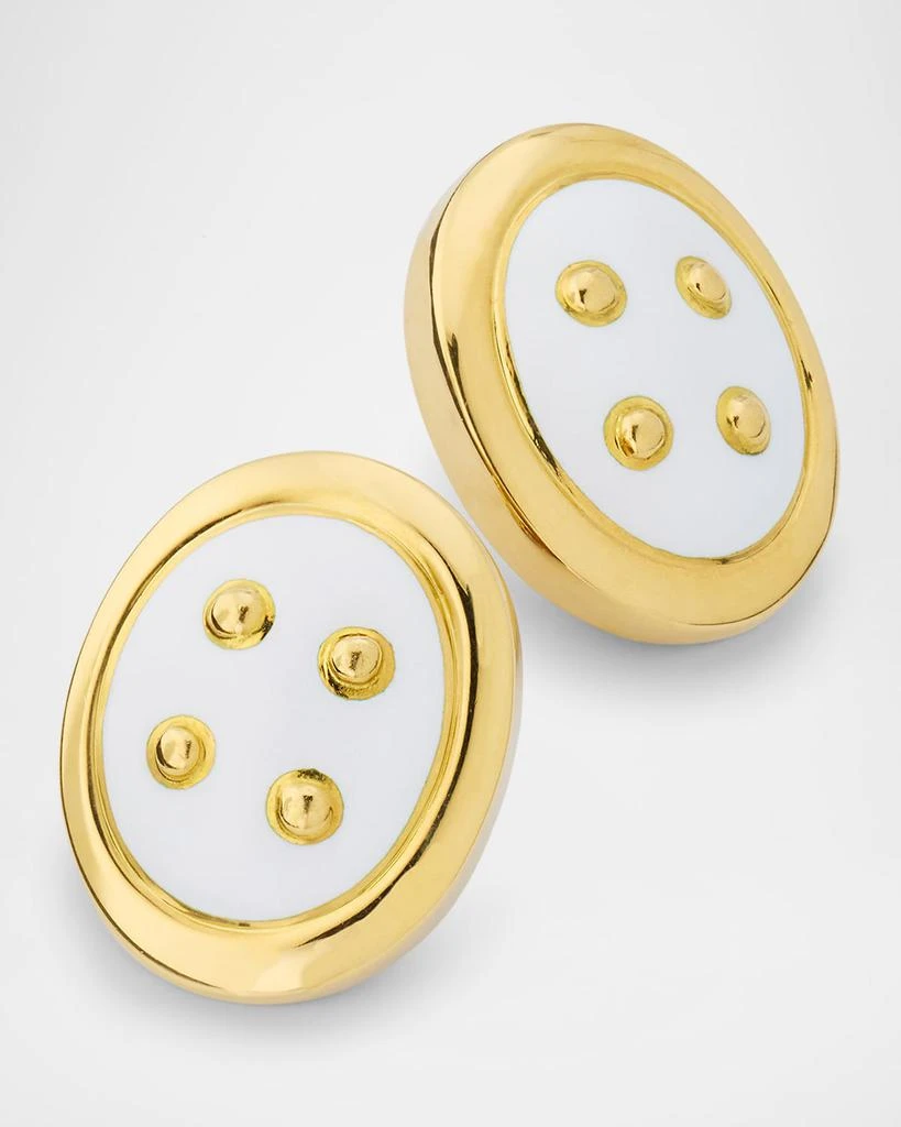 商品NM Estate|Estate A Clunn 18K Yellow Gold White Enamel Off-Set Framed Clip-On Earrings,价格¥55588,第3张图片详细描述