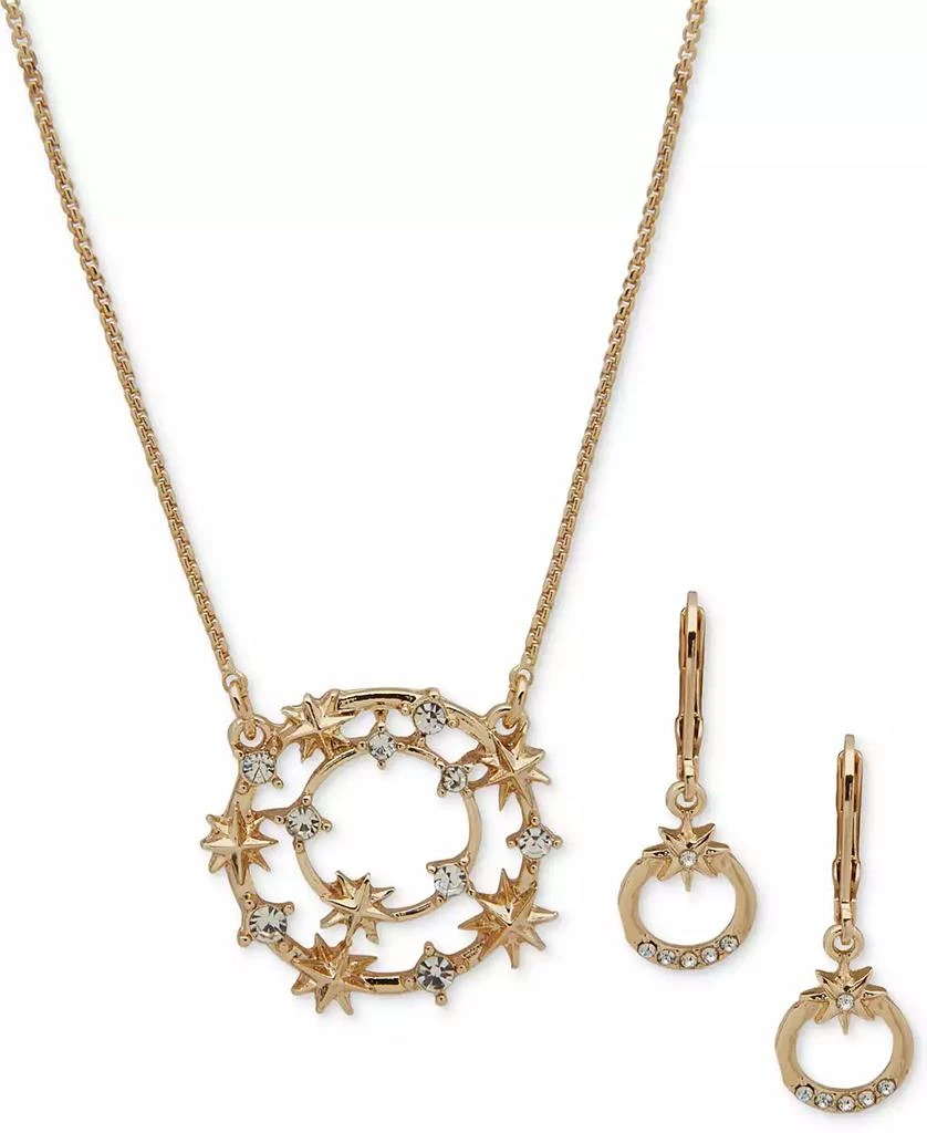 商品Anne Klein|Gold-Tone Crystal Celestial Pendant Necklace & Drop Earrings Set,价格¥92,第1张图片