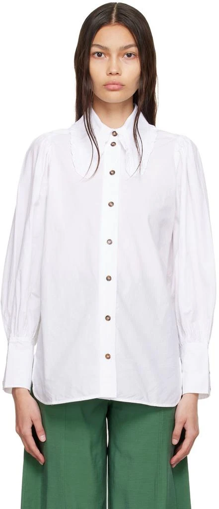 商品Ganni|White Organic Cotton Shirt,价格¥312,第1张图片