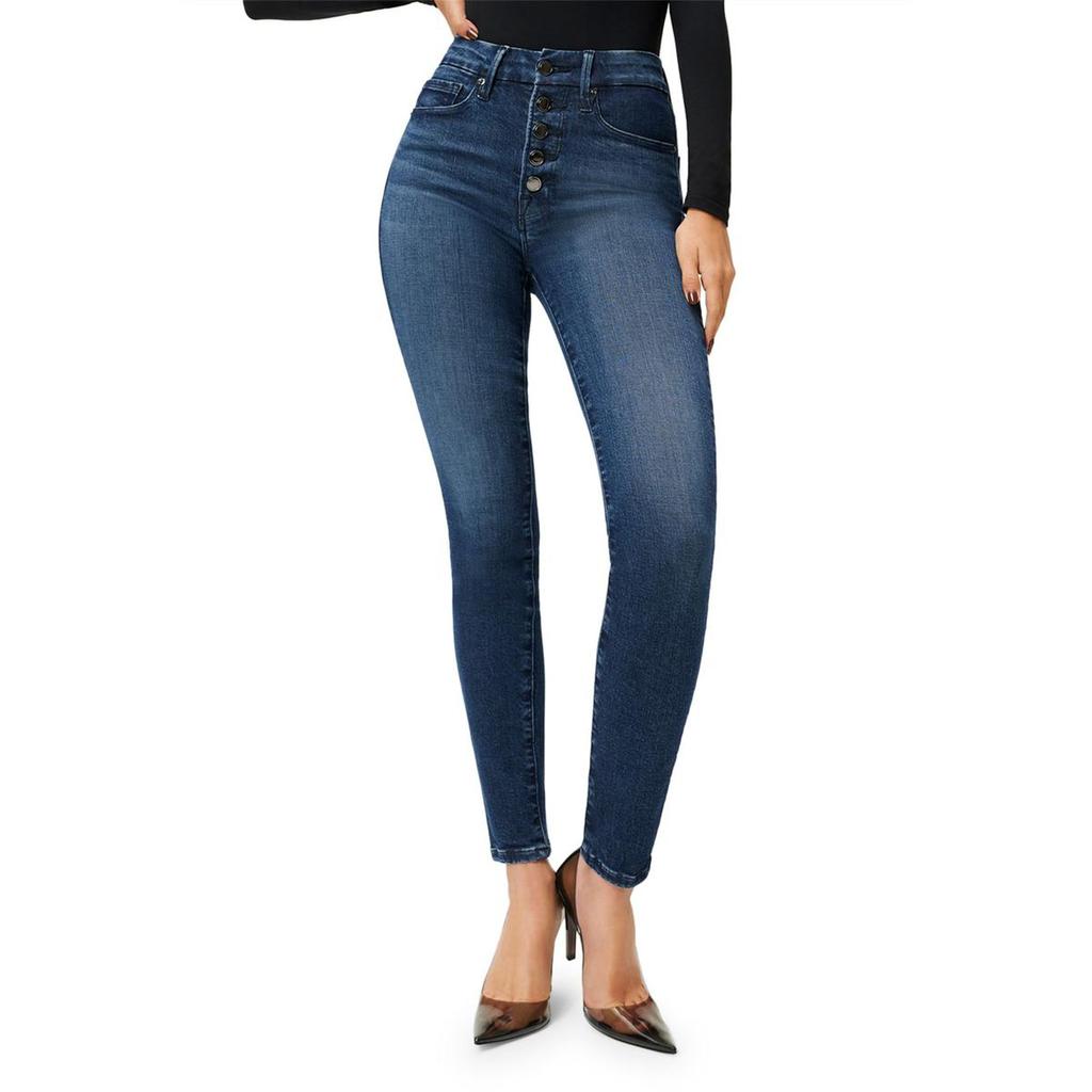 Good American Womens High Rise Button Fly Skinny Jeans商品第1张图片规格展示