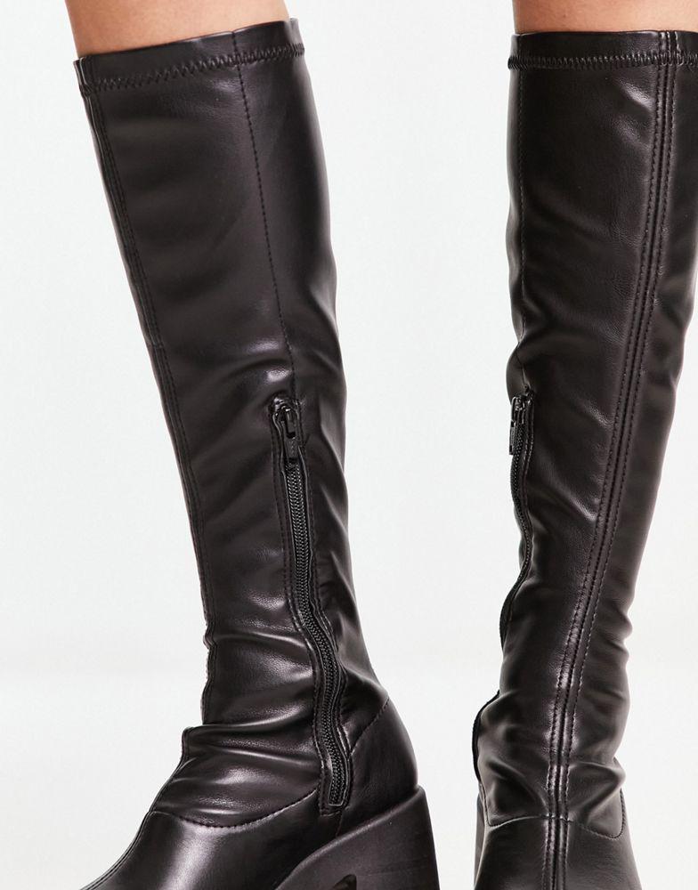 ASOS DESIGN Cleo high heeled knee boots in black商品第2张图片规格展示