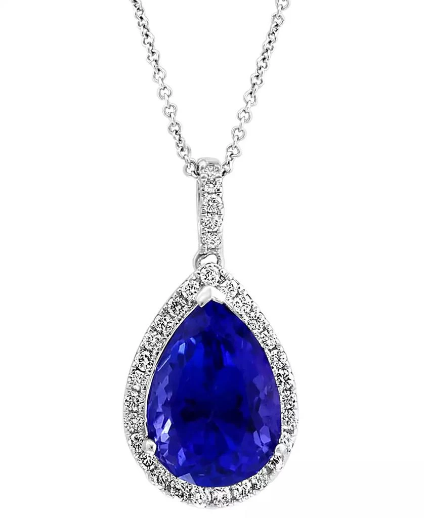 商品Effy|EFFY® Tanzanite (6 ct. t.w.) & Diamond (3/8 ct. t.w.) Halo 16" Pendant Necklace in 14k White Gold,价格¥37619,第2张图片详细描述