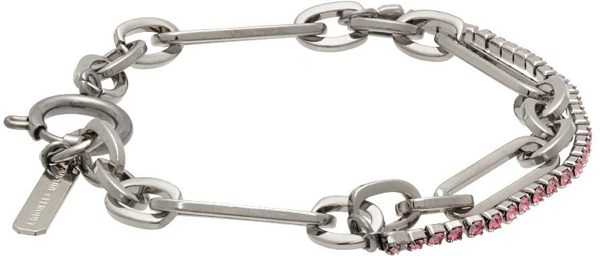 商品Justine Clenquet|SSENSE Exclusive Silver & Pink Paloma Bracelet,价格¥441,第5张图片详细描述