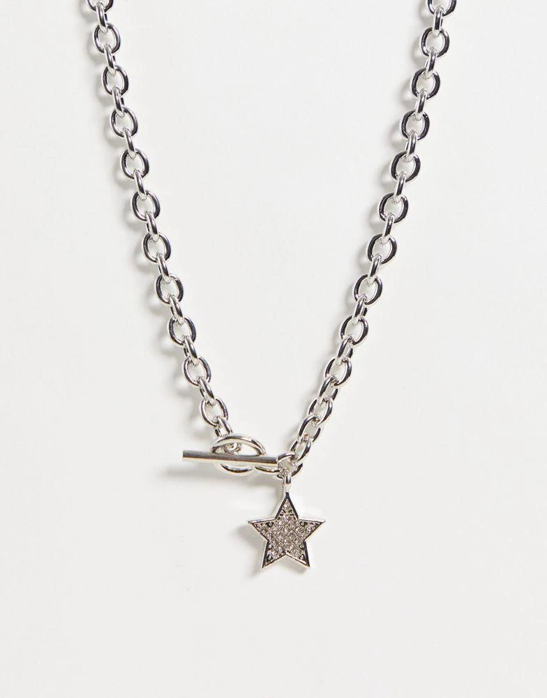 商品Reclaimed Vintage|Reclaimed Vintage inspired unisex Y2K necklace with star in silver,价格¥146,第1张图片