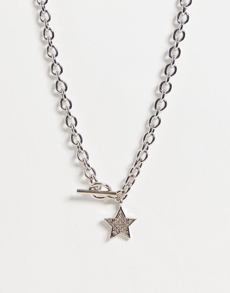 商品Reclaimed Vintage|Reclaimed Vintage inspired unisex Y2K necklace with star in silver,价格¥121,第1张图片