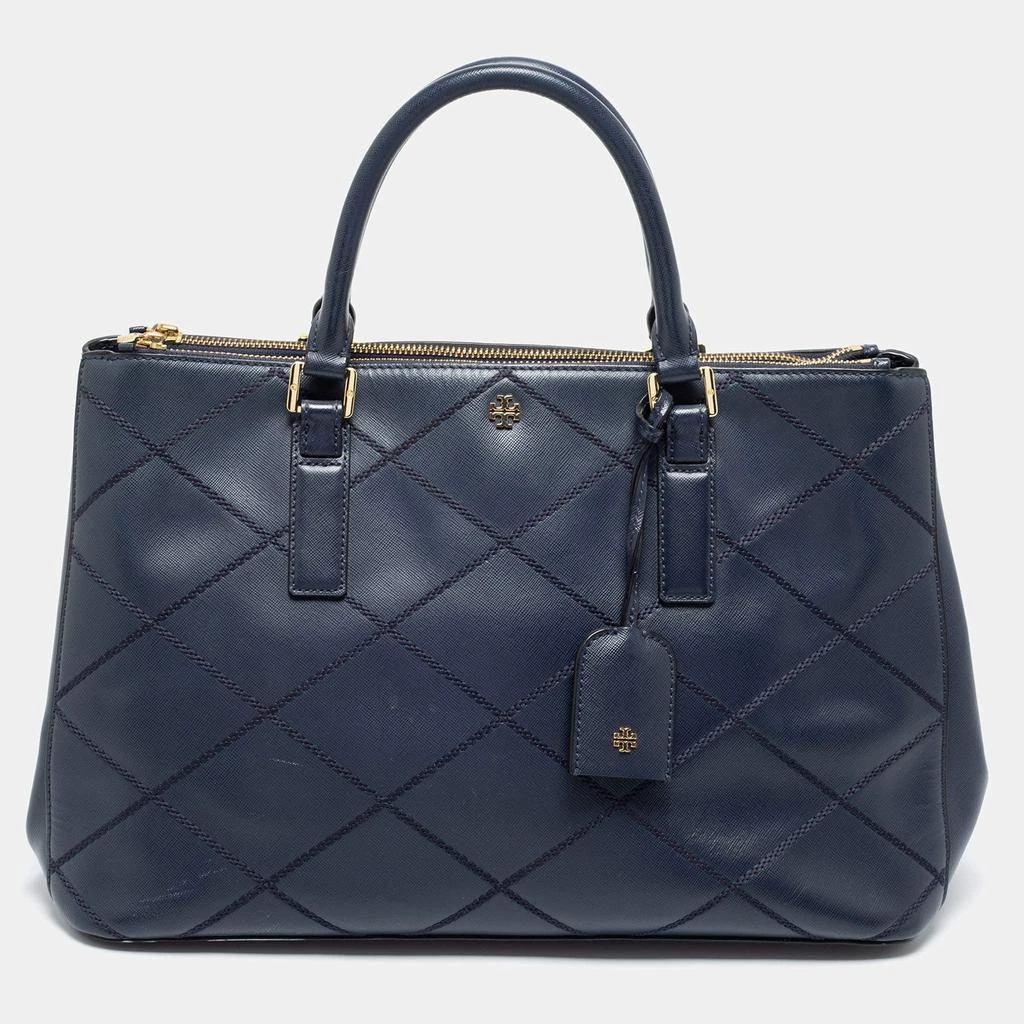 商品[二手商品] Tory Burch|Tory Burch Navy Blue Wild Stitch Quilted Leather Robinson Double Zip Tote,价格¥2405,第1张图片