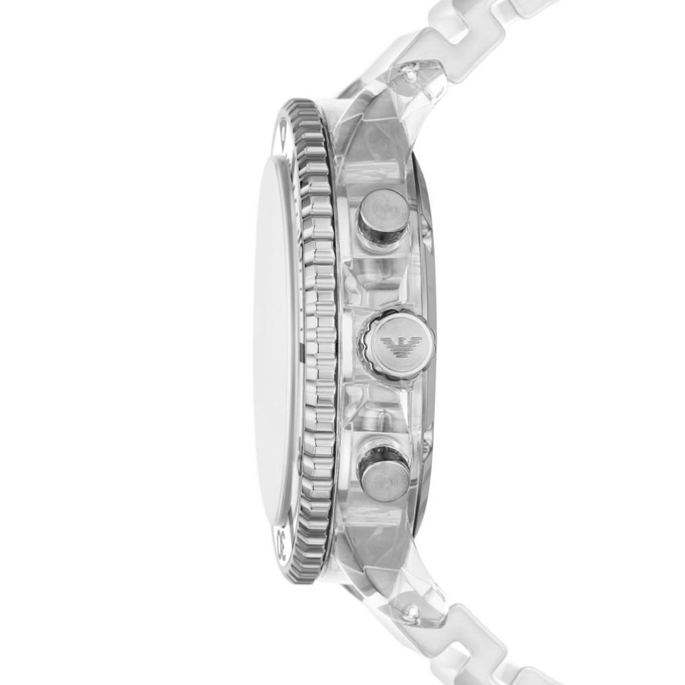 商品Emporio Armani|Men's Chronograph Clear Polyurethane Strap Watch 44mm,价格¥2051,第4张图片详细描述