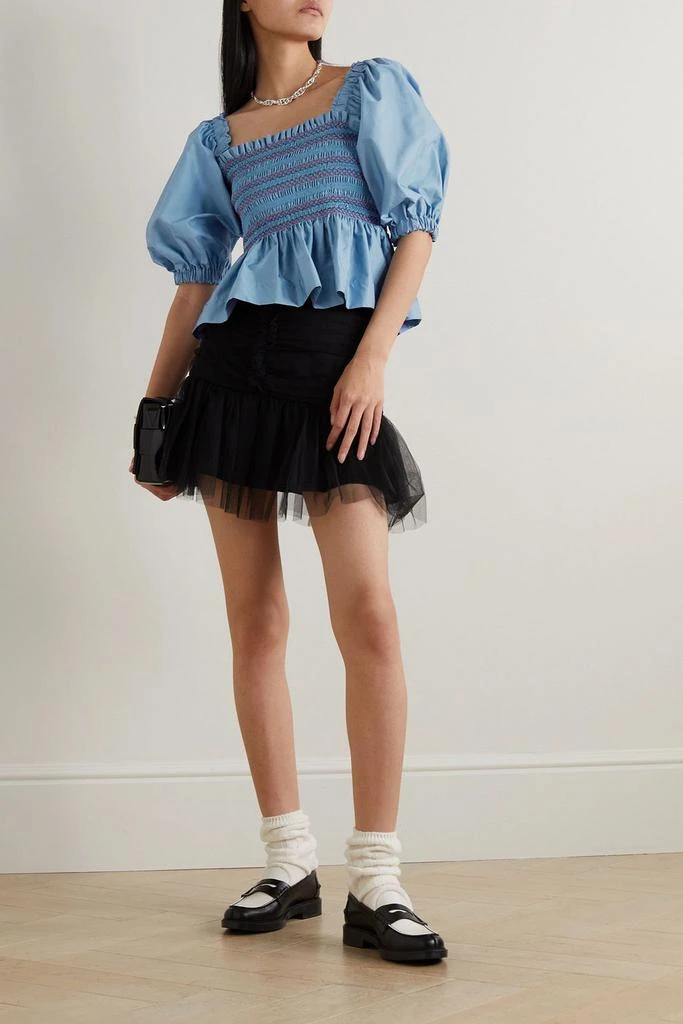 商品Molly Goddard|Marigold embroidered shirred cotton-satin top,价格¥1282,第2张图片详细描述