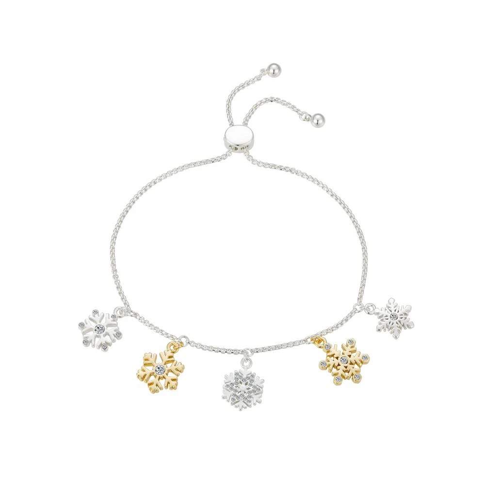 商品Unwritten|Two Tone Gold Flash-Plated Crystal Multi Snowflake Bolo Bracelet,价格¥420,第1张图片