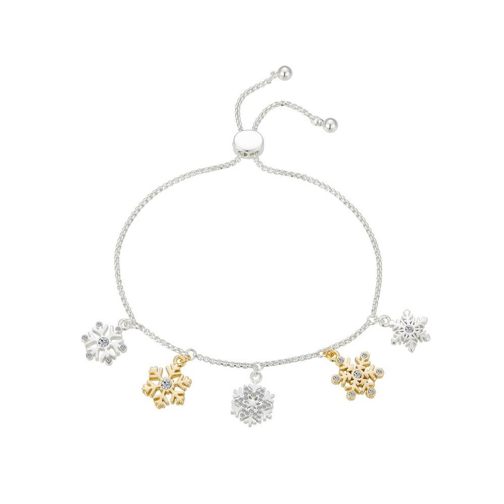 商品Unwritten|Two Tone Gold Flash-Plated Crystal Multi Snowflake Bolo Bracelet,价格¥143,第1张图片