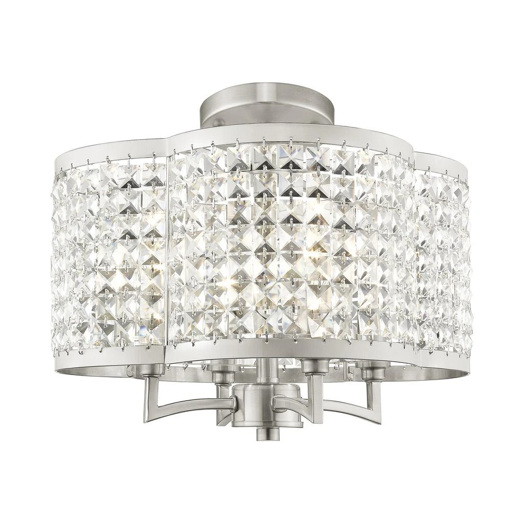 Four Light Brushed Nickel Convertible Mini Chandelier/Ceiling Mount 商品