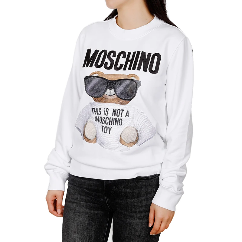 MOSCHINO 莫斯奇诺 女士白色棉质休闲连帽卫衣17095527 V1001 （清仓特价） 商品