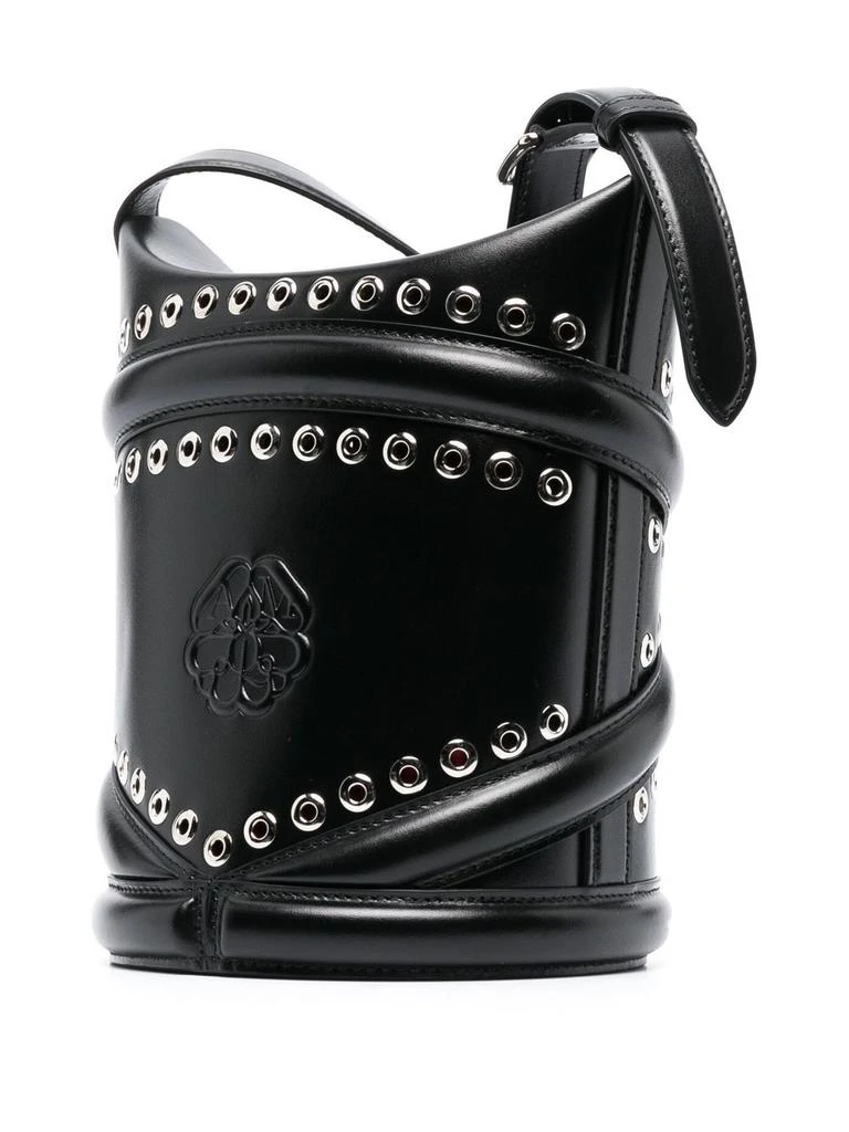 商品Alexander McQueen|ALEXANDER MCQUEEN - The Curve Leather Bucket Bag,价格¥16526,第4张图片详细描述