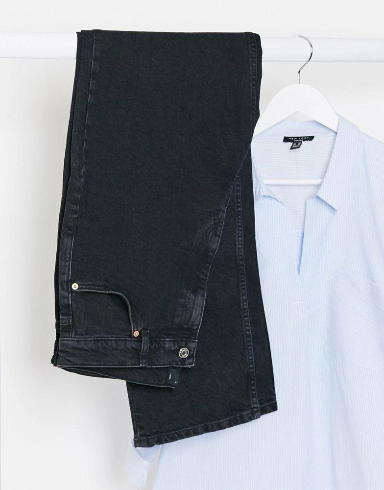 商品ASOS|ASOS DESIGN Tall high rise stretch 'slim' straight leg jeans in black,价格¥121,第2张图片详细描述