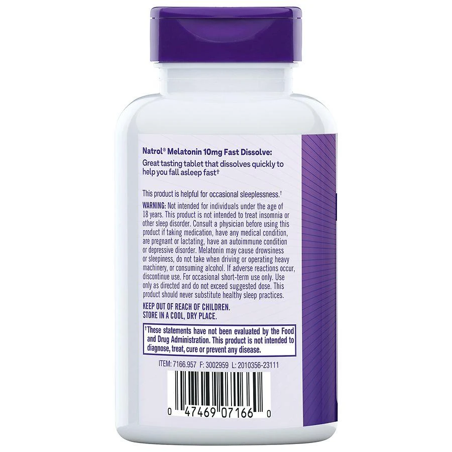 商品Natrol|Melatonin 10 mg Maximum Strength Fast Dissolve Tablets Citrus,价格¥142,第2张图片详细描述