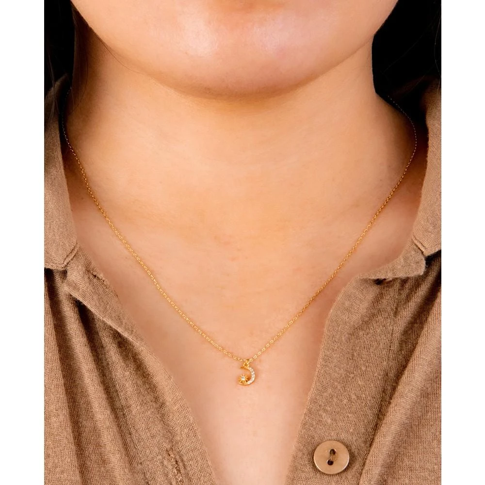 商品Giani Bernini|Cubic Zirconia Moon & Star Pendant Necklace in Gold-Plated Sterling Silver, 16" + 2" extender, Created for Macy's,价格¥410,第2张图片详细描述