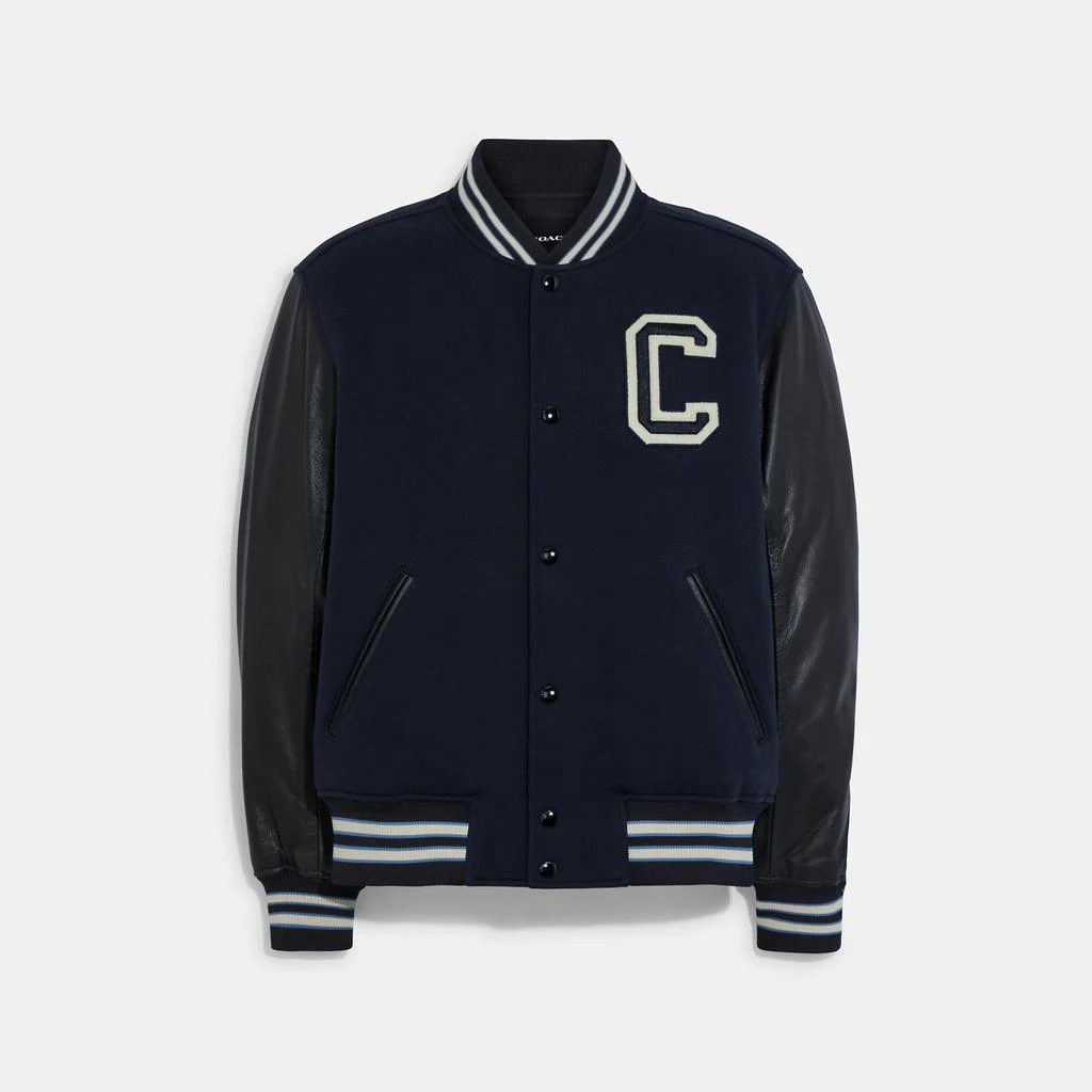 商品Coach|Coach Outlet Varsity Jacket With Leather Sleeves,价格¥2065,第2张图片详细描述