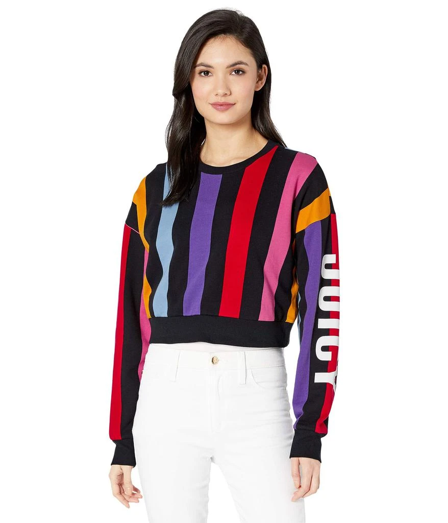 商品Juicy Couture|Bold Vertical Stripe Terry Track Pullover,价格¥284,第1张图片