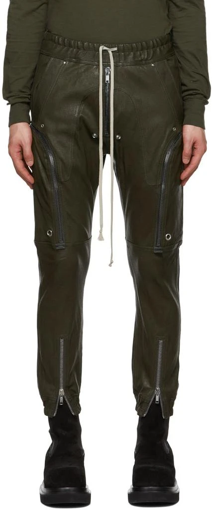 商品Rick Owens|Green Bauhaus Leather Pants,价格¥12167,第1张图片