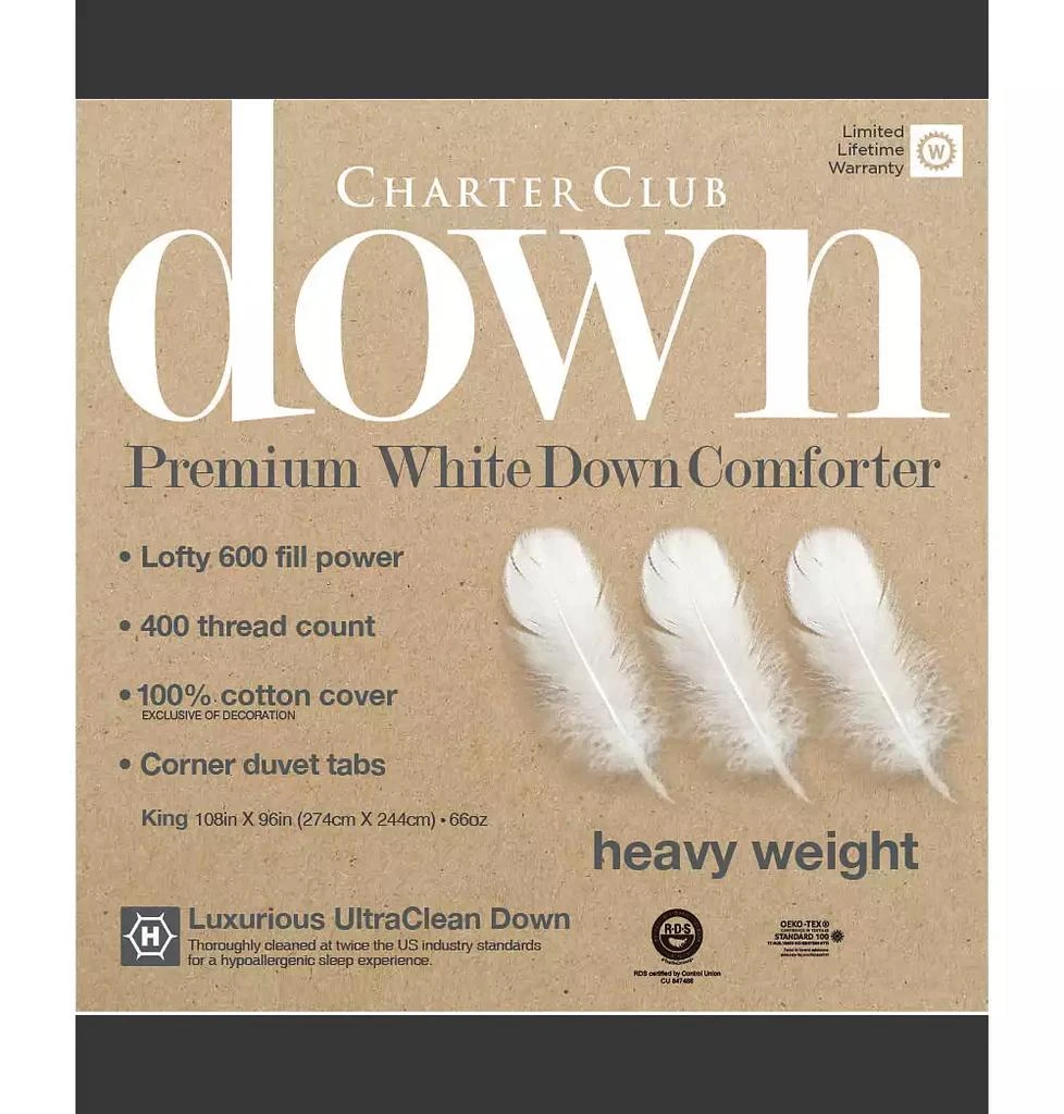 商品Charter Club|White Down Heavyweight Comforter, Twin, Created for Macy's,价格¥4003,第4张图片详细描述