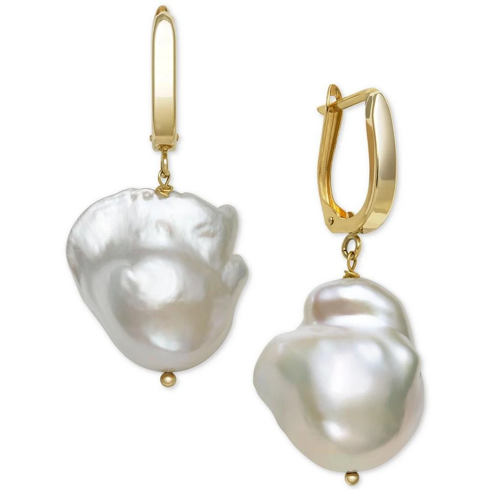 商品Belle de Mer|Cultured Baroque Pearl (14-15mm) Drop Earrings in 14k Gold, Created for Macy's,价格¥5607,第2张图片详细描述