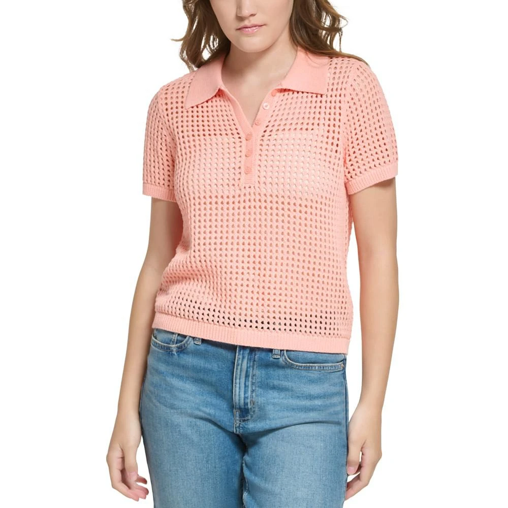 商品Calvin Klein|Women's Cotton Open-Stitch Polo Shirt,价格¥269-¥358,第1张图片