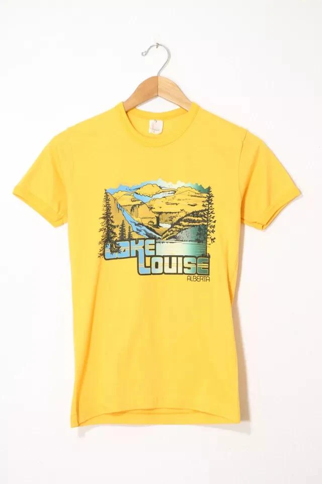 商品Urban Outfitters|Vintage Lake Louise Alberta Banded Collar and Sleeve T-shirt Made in Canada,价格¥446,第1张图片