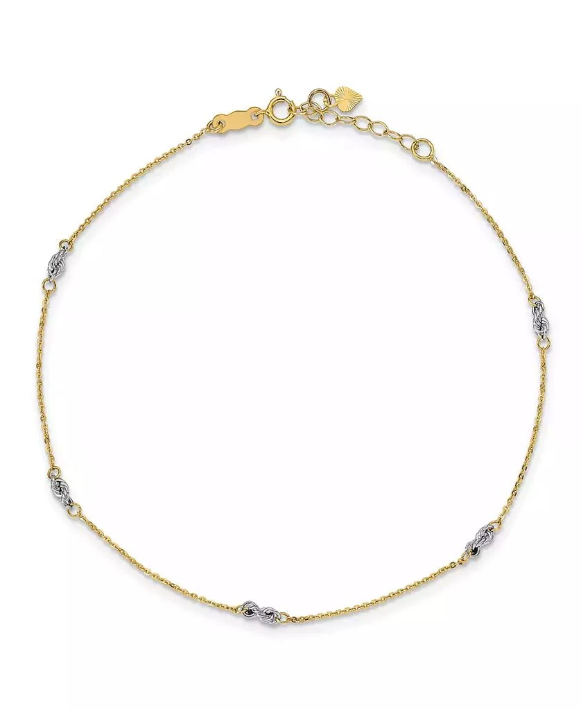 商品Macy's|Cable and Rope Chain Anklet in 14k Yellow and White Gold,价格¥1197,第1张图片