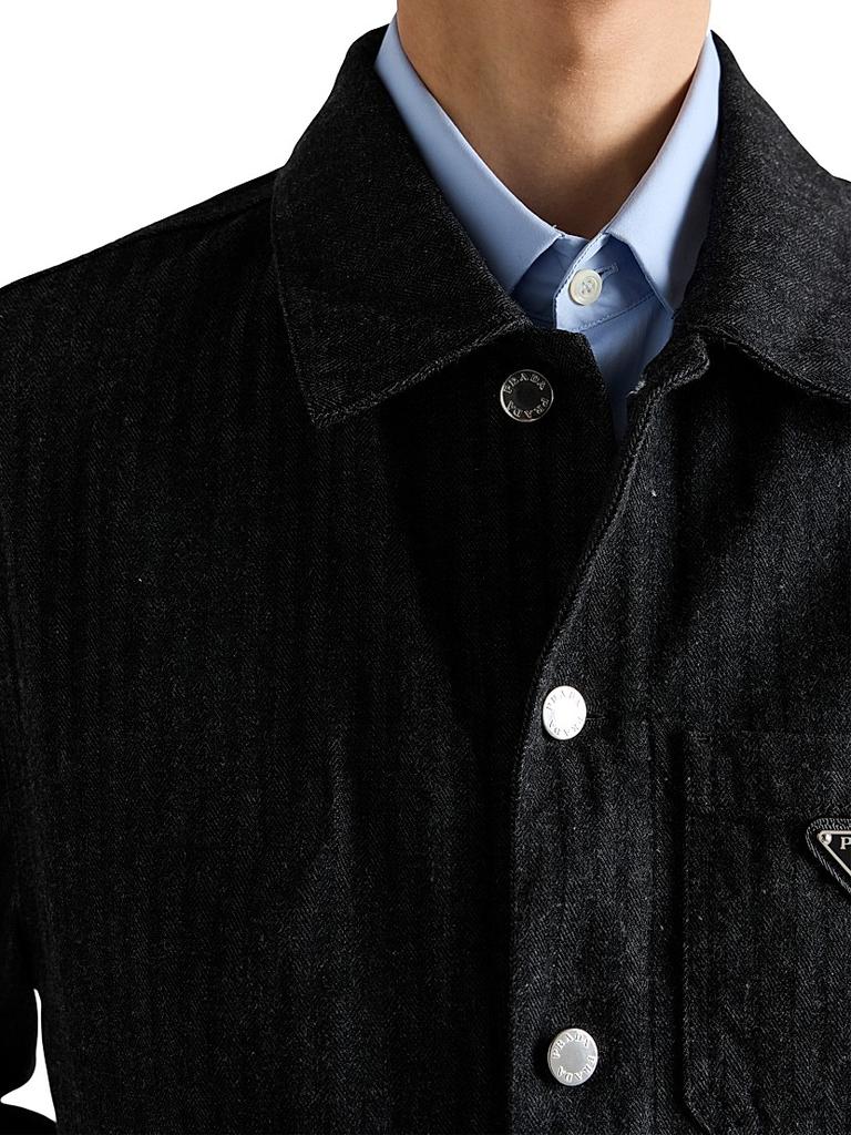 Shop Chevron Denim Blouson Jacket on Sale at BeyondStyle