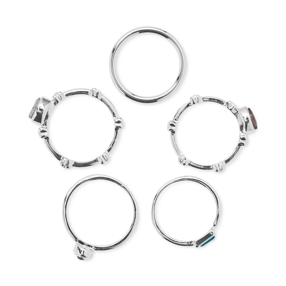 商品Lucky Brand|Silver-Tone 5-Pc. Set Mixed Crystal Stack Rings,价格¥183,第3张图片详细描述