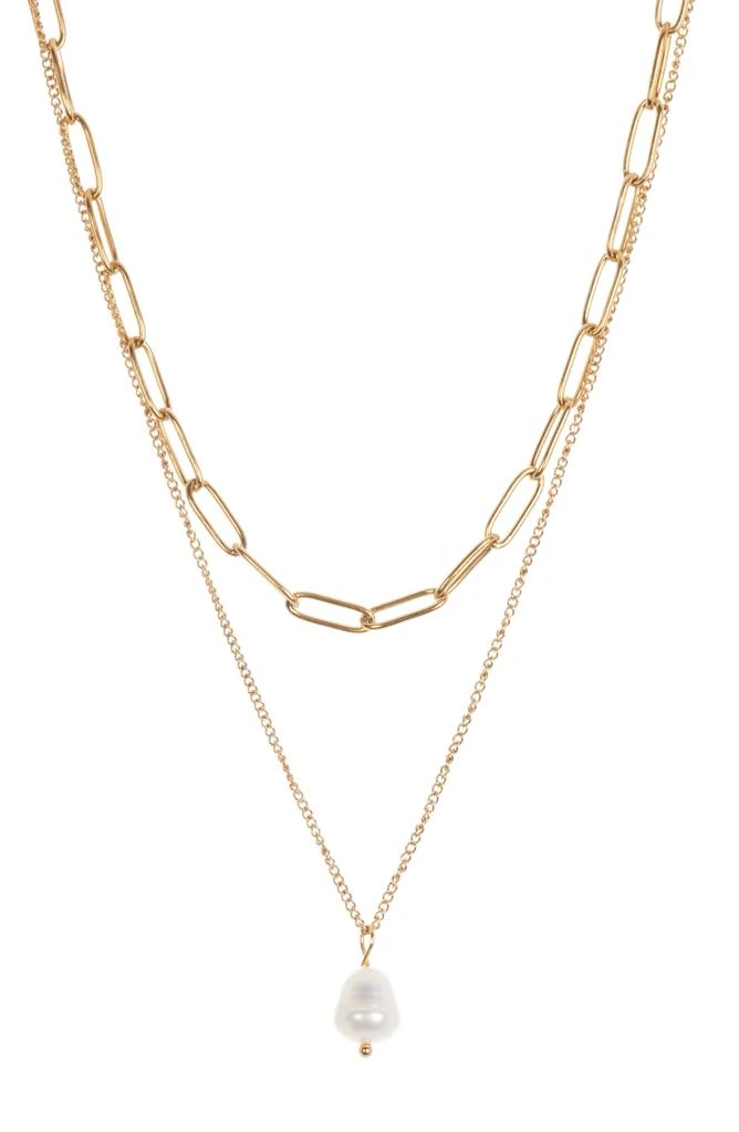 商品Nordstrom|Waterproof Freshwater Pearl Pendant Layered Necklace,价格¥73,第1张图片