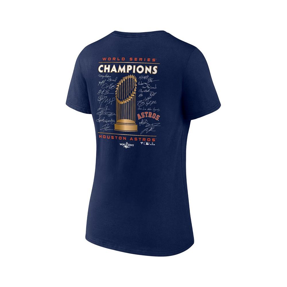 Women's Branded Navy Houston Astros 2022 World Series Champions Signature Roster Short Sleeve V-Neck T-shirt商品第2张图片规格展示