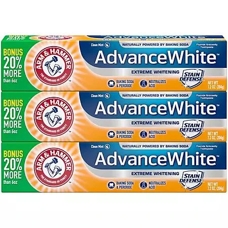 商品Arm & Hammer|Arm & Hammer Advance White Extreme Whitening Toothpaste (7.2 oz., 3 pk.),价格¥93,第1张图片