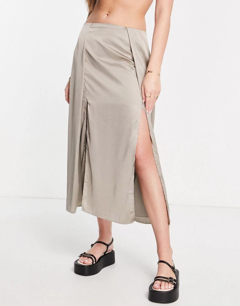 商品French Connection|French Connection satin slip skirt in brown,价格¥224,第1张图片