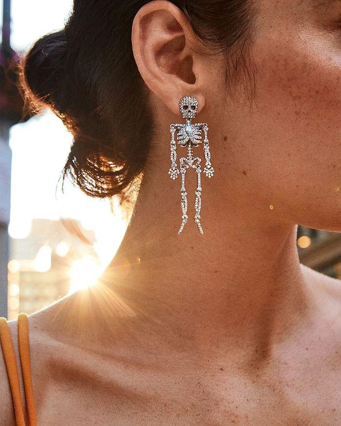 商品BAUBLEBAR|Bonafide Bones Crystal Skeleton Statement Earrings in Silver Tone ,价格¥243,第2张图片详细描述