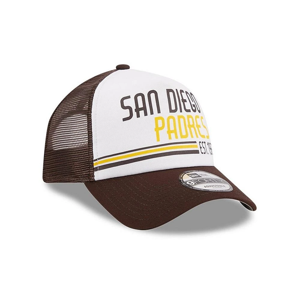 商品New Era|Men's White, Brown San Diego Padres Stacked A-Frame Trucker 9FORTY Adjustable Hat,价格¥224,第4张图片详细描述