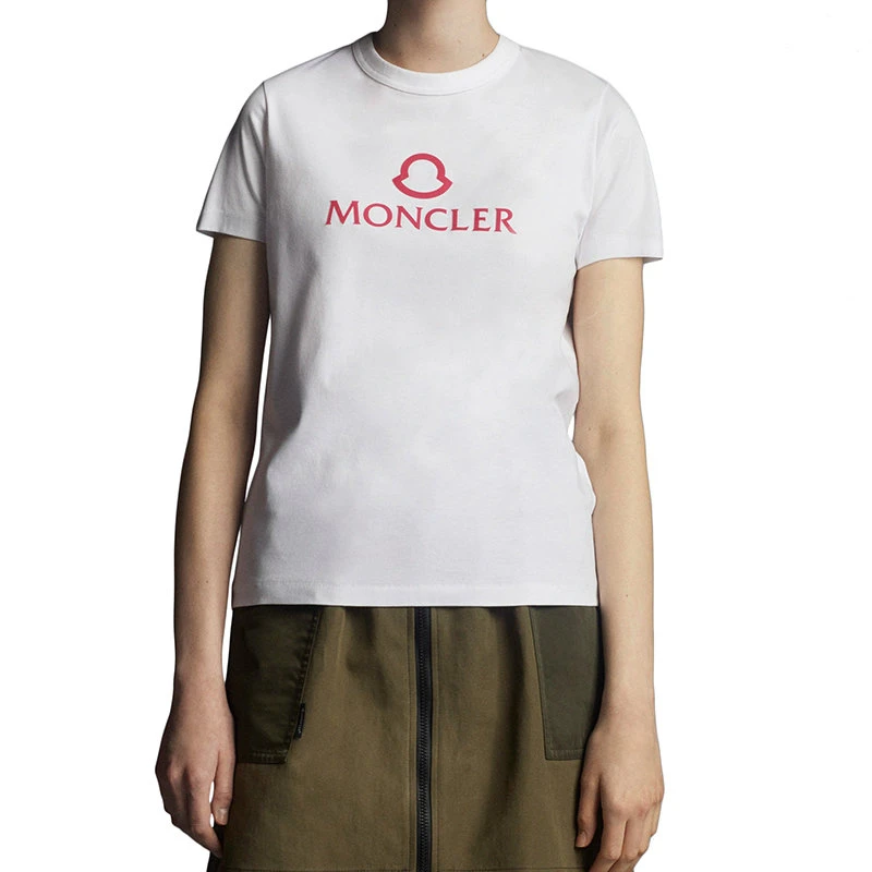 商品Moncler|【预�售3-7天】Moncler/蒙克莱 22年秋冬新款 女士光学白色纯棉徽标图形短袖T恤H10938C00006809CR001,价格¥2058,第5张图片详细描述
