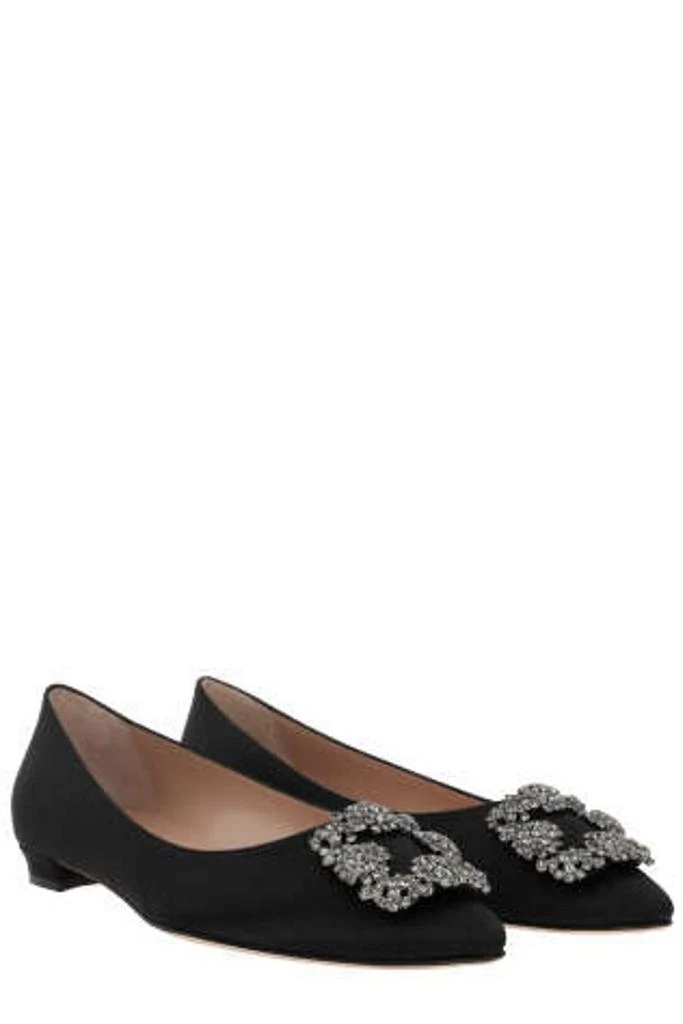 商品Manolo Blahnik|Manolo Blahnik Hangisi Buckle Embellished Flat Shoes,价格¥4895,第2张图片详细描述