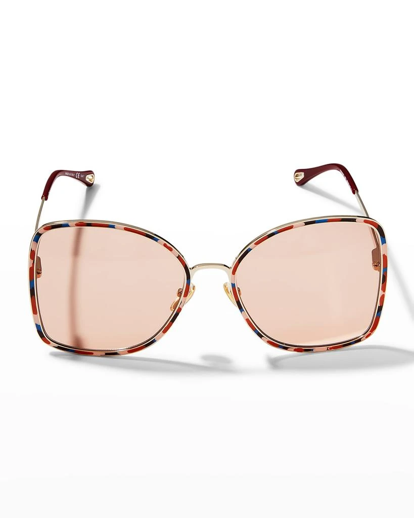 商品Chloé|Oversized Rectangle Metal Sunglasses,价格¥3901,第3张图片详细描述