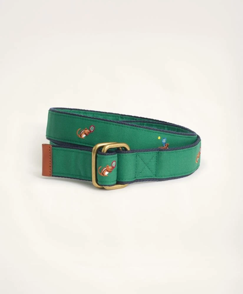 商品Brooks Brothers|Embroidered Leather Tab D-Ring Belt,价格¥410,第1张图片