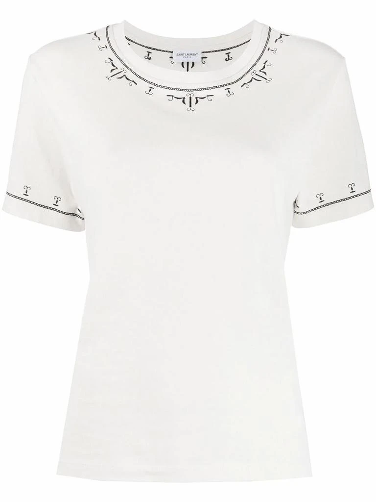 商品Yves Saint Laurent|Saint Laurent Women's White Cotton T-Shirt,价格¥4642,第1张图片