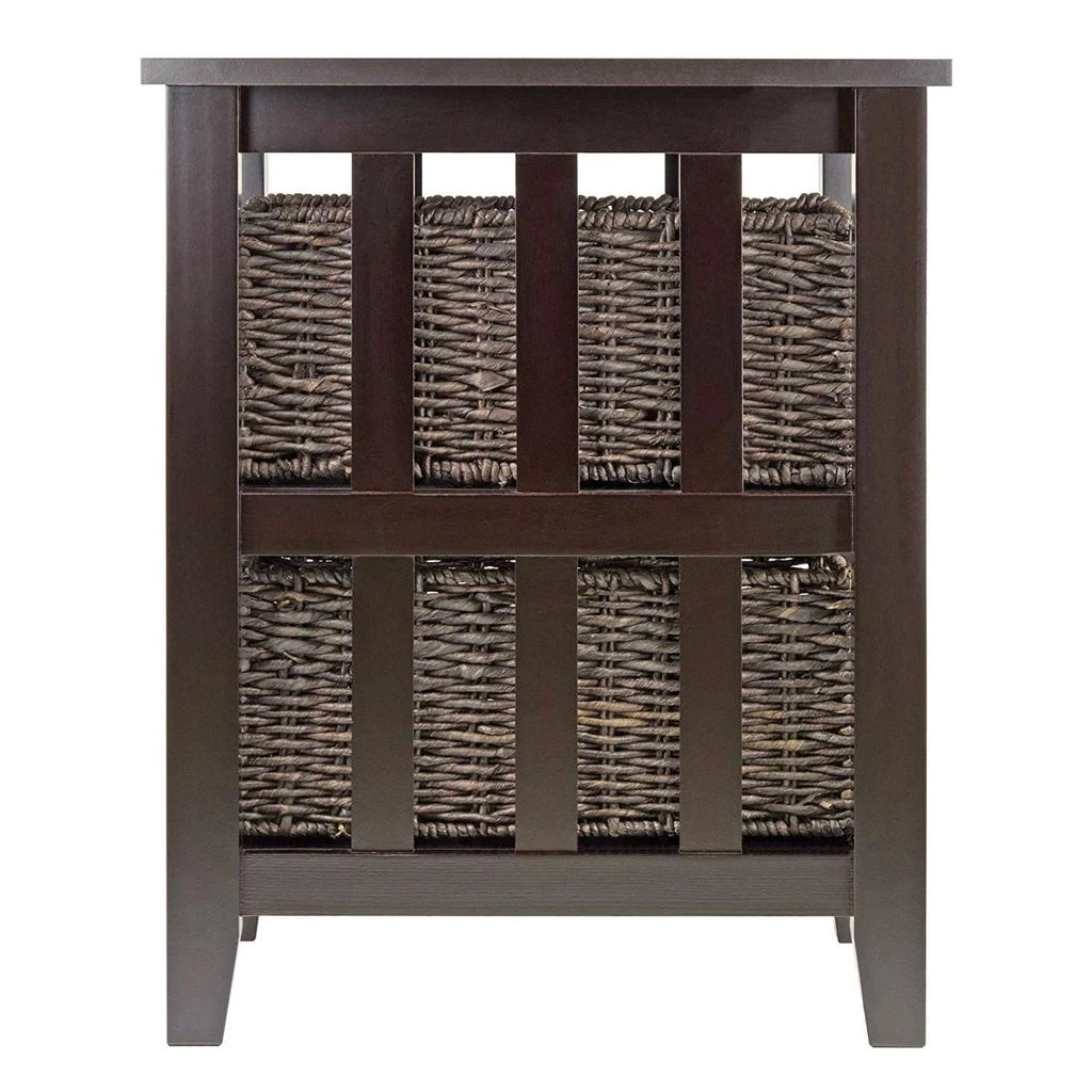 商品QuikFurn|Espresso 3 Tier Bookcase Shelf Accent Table with 2 Small Storage Baskets,价格¥1658,第3张图片详细描述